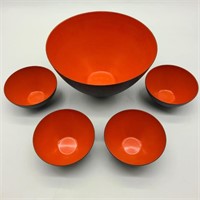 5 Mid-Century Enameled Steel Krenit Bowls