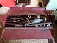 Metal Tool Box w/ Sockets, Allen Wrenches, Pliers,