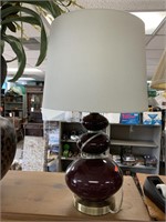 23 “ STACKED MAGENTA GLASS TABLE LAMP
