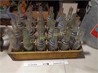 Wooden Coke Crate & Glass Bottles