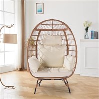 Wicker Egg Chair with Stand AND Footstool