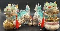 Antique Set Of Asian Foo Dog Dragons