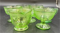 7 Antique Federal Green Depression Glasses &