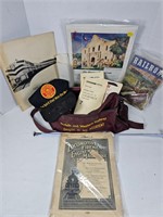 Railroad ephemera hat and bag