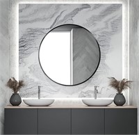 20" Studio Azure Black Circle Wall Mirror