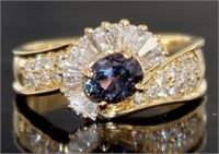 18k Gold 1.74ct GIA Purple Sapphire & Diamond Ring