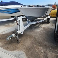 14' Fibreglass Boat on Trailer For Parts As Is