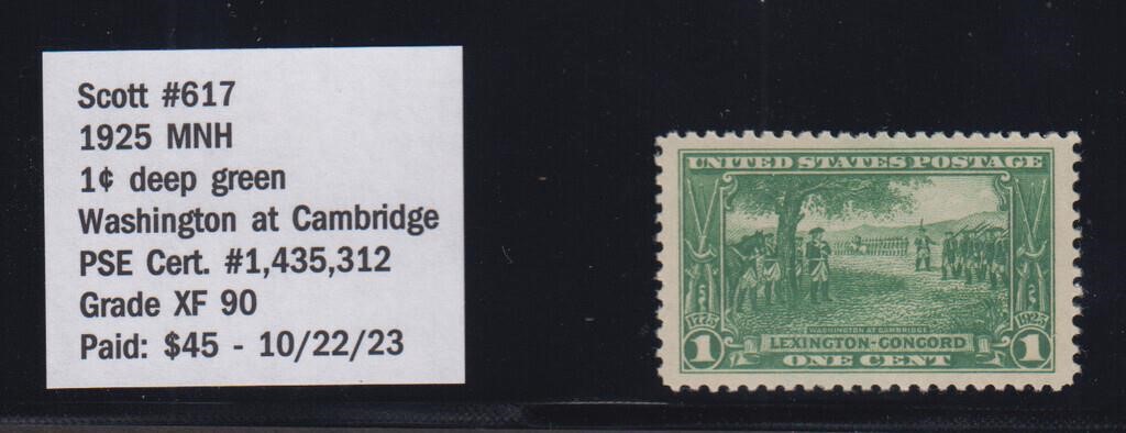 US Stamps #617 Mint NH with Graded 90 PSE Cert sta