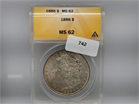ANACS 1886 MS62 90% Silver Morgan $1 Dollar
