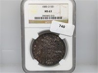 NGC 1885-O MS63 90% Silver Morgan $1 Dollar