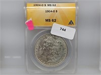 ANACS 1904-O MS62 90% Silver Morgan $1 Dollar