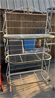 Large White Iron & Brass Baker's Rack