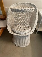 WICKER CHAIR AND STOOL