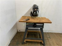 SEARS CRAFTSMAN RADIAL SAW WITH TABLE ON WHEELS