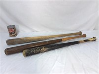 3 bâtons de baseball en bois- Wooden baseball bats