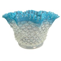 Fenton Style Opalescent To Blue Hobnail Lamp Shade