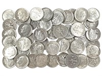 50 Roosevelt Silver Dimes, US Coins Pre 1964