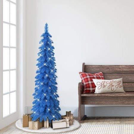 $60 4 ft Pre-Lit Blue Artificial Alpine Tree