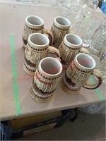 6 Budweiser steins