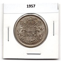 1957 Canada 50 Cent Silver Coin