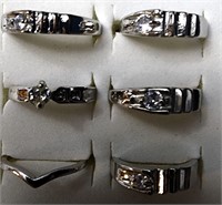 6 Silver Zirconia Diamond Rings X The $