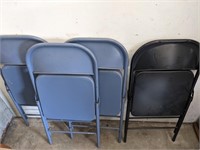 4pc Metal Fold out Chairs 3 Blue 1 Black