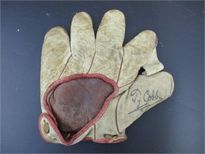 Ty Cobb Signed Baseball Glove