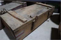 WOOD MILITARY AMMO CRATE W/ CONTENTS