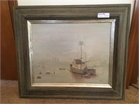 "Misty" Framed Oil on Board by Lei '76 - 28" x 24.