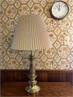 Brass Table Lamp, Clock, Framed Painting