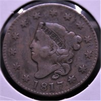 1817 LARGE CENT VF W COUNTER STAMP