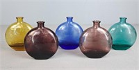 Lot Of Colored Glass Vases / Flasks