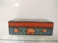 Hand Painted Wood Rose Trinket Box