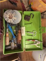 Small toolbox w screwdrivers, elec tape, etc