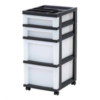 4-Drawer Storage Cart  41.8 qt  Black/Pearl