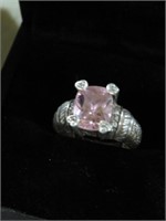 STERLING 925 LARGE PINK ICE RING