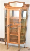 Curved glass china cabinet as found