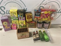 Vintage snacks and toys