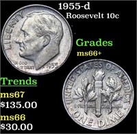 1955-d Roosevelt Dime 10c Grades GEM++ Unc