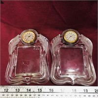 Pair Of Glass Quartz Clocks
