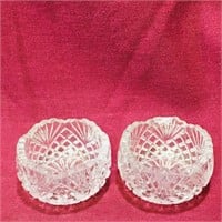 Pair Of Small Glass Salt Cups (Vintage)