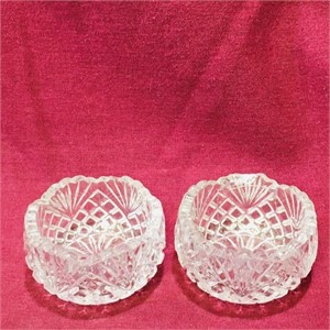 Pair Of Small Glass Salt Cups (Vintage)