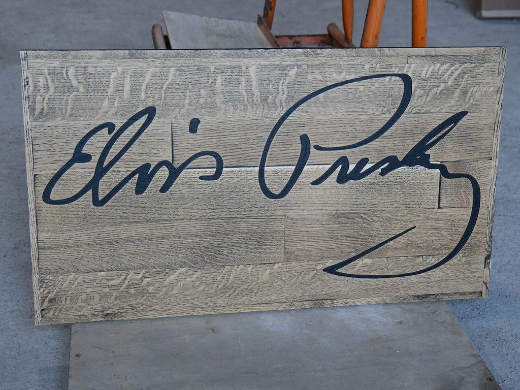 Elvis' Autograph Carved Wood Sign