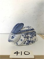 Oriental Mini Ceramic Rabbit Figurine Jar