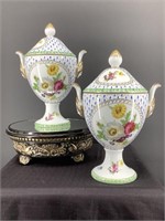 Beautiful pair of antique hand painted urns