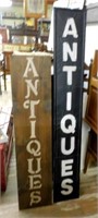 Wooden and Metal "ANTIQUES" Signs.