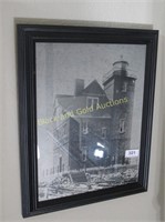 Framed Old Brick Lighthouse Print