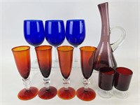 Selection of Colored Glass Drinkware