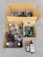 VARIOUS GLASS BOTTLES, JAR,