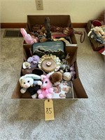 2 Boxes Stuffed Animals and Misc.